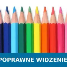 Kolorowe kredki: czarna, granatowa, niebieska, błękitna, zielona, żółta, pomarańczowa, czerwona, różowa, jasnoróżowa, brązowa. Jakich kolorów nie widzi daltonista?