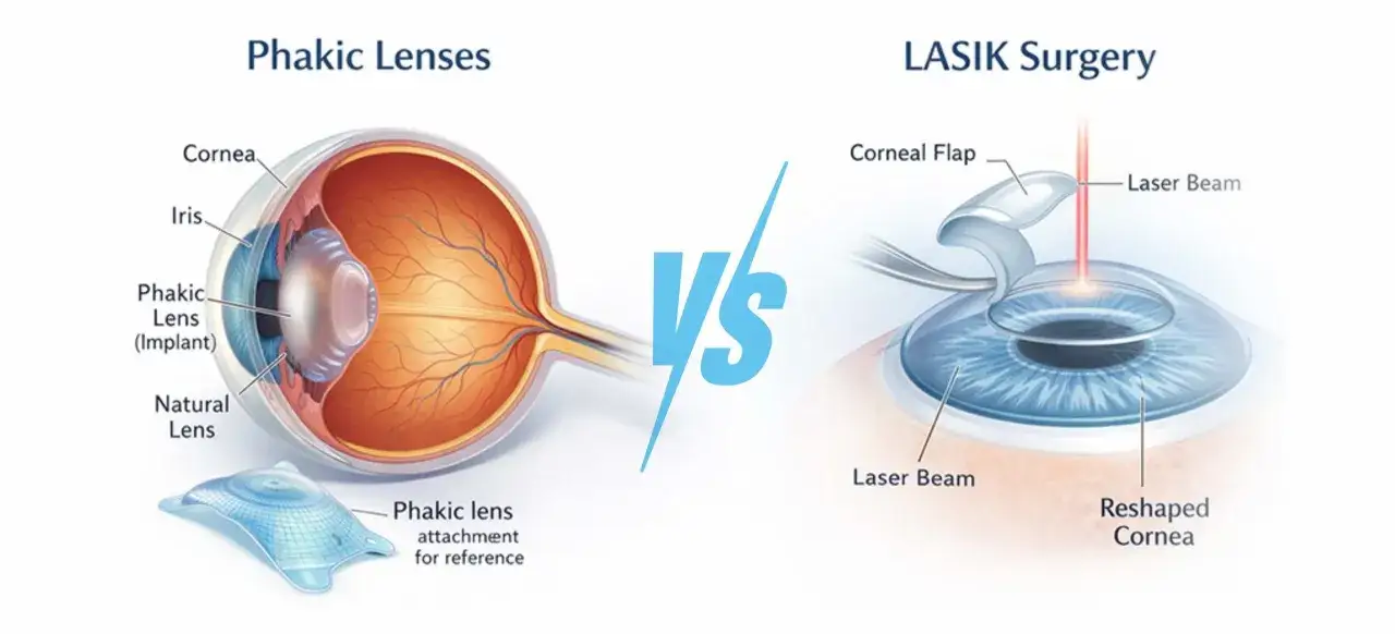 Porównanie soczewek fakijnych (implantowanych) i LASIK. Soczewki fakijne wady i zalety to kluczowe zagadnienie przy wyborze metody korekcji wzroku.